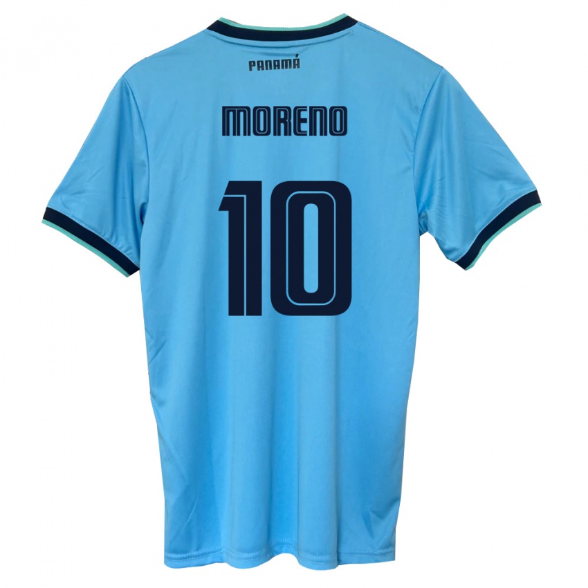 נשים פנמה Éric Moreno #10 כחול שמיים שחור הרחק ג'רזי 26-28 חולצה קצרה