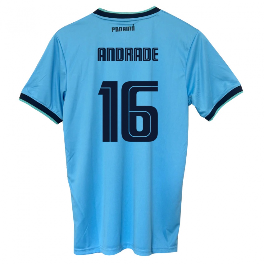 נשים פנמה אנדרס אנדרדה #16 כחול שמיים שחור הרחק ג'רזי 26-28 חולצה קצרה