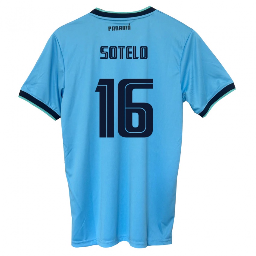 נשים פנמה Sebastián Sotelo #16 כחול שמיים שחור הרחק ג'רזי 26-28 חולצה קצרה