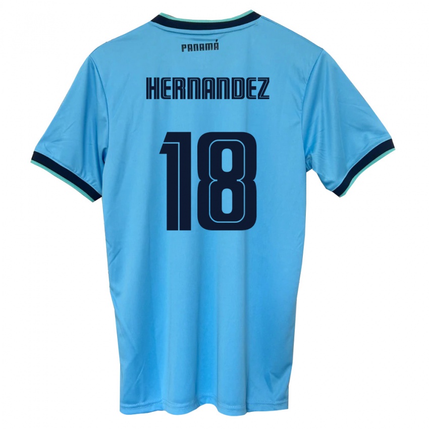 נשים פנמה Erika Hernández #18 כחול שמיים שחור הרחק ג'רזי 26-28 חולצה קצרה