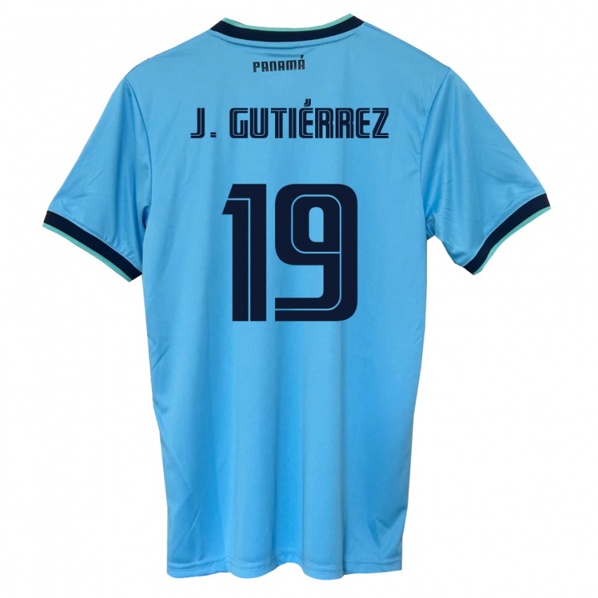 נשים פנמה Jorge Gutiérrez #19 כחול שמיים שחור הרחק ג'רזי 26-28 חולצה קצרה