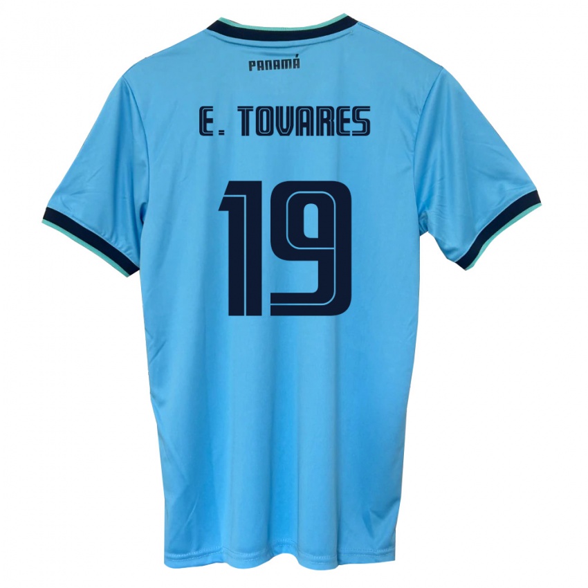 נשים פנמה Edgardo Tovares #19 כחול שמיים שחור הרחק ג'רזי 26-28 חולצה קצרה