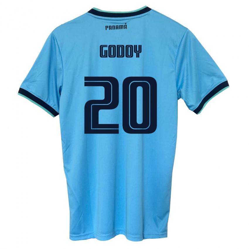 נשים פנמה אניבל גודוי #20 כחול שמיים שחור הרחק ג'רזי 26-28 חולצה קצרה