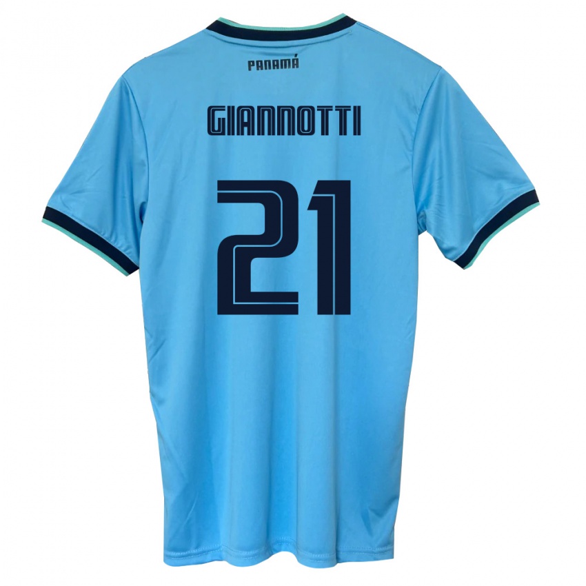 נשים פנמה Daniel Giannotti #21 כחול שמיים שחור הרחק ג'רזי 26-28 חולצה קצרה