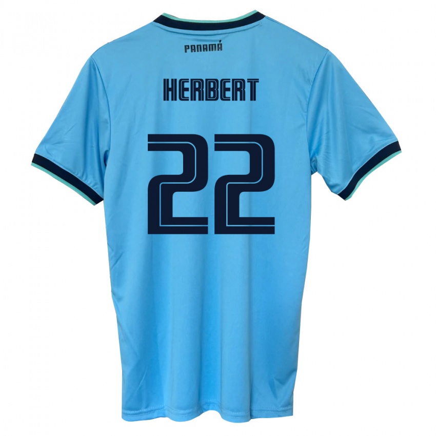 נשים פנמה Antony Herbert #22 כחול שמיים שחור הרחק ג'רזי 26-28 חולצה קצרה