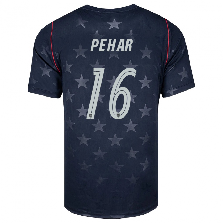 נשים ארצות הברית Roko Pehar #16 שחור לבן אדום הרחק ג'רזי 26-28 חולצה קצרה