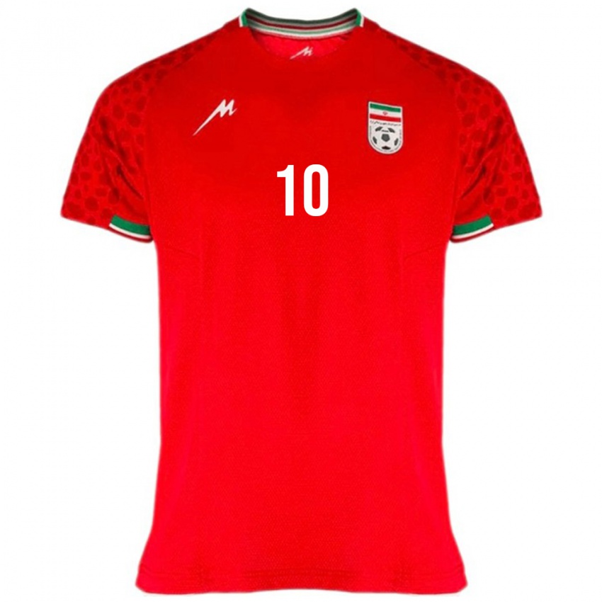 נשים איראן שרה זהרבי #10 אדום לבן הרחק ג'רזי 26-28 חולצה קצרה