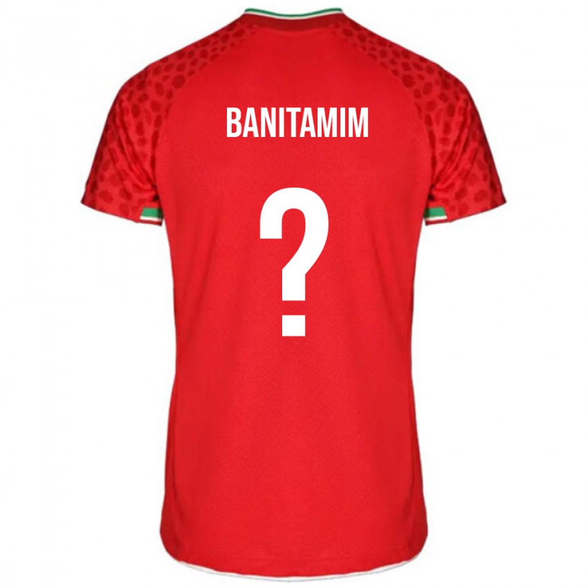 נשים איראן Mohammadreza Banitamim #0 אדום לבן הרחק ג'רזי 26-28 חולצה קצרה