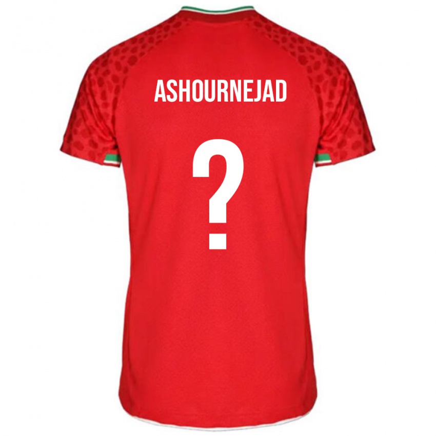 נשים איראן Amirali Ashournejad #0 אדום לבן הרחק ג'רזי 26-28 חולצה קצרה