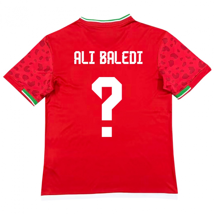 נשים איראן Morteza Ali Baledi #0 אדום לבן הרחק ג'רזי 26-28 חולצה קצרה