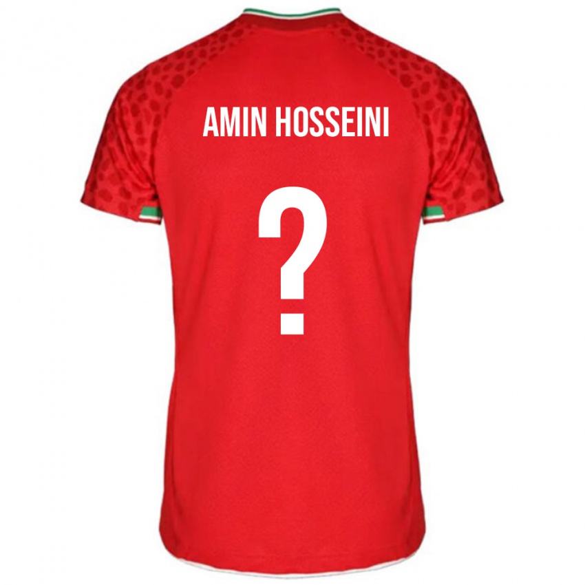 נשים איראן Mohammad Amin Hosseini #0 אדום לבן הרחק ג'רזי 26-28 חולצה קצרה