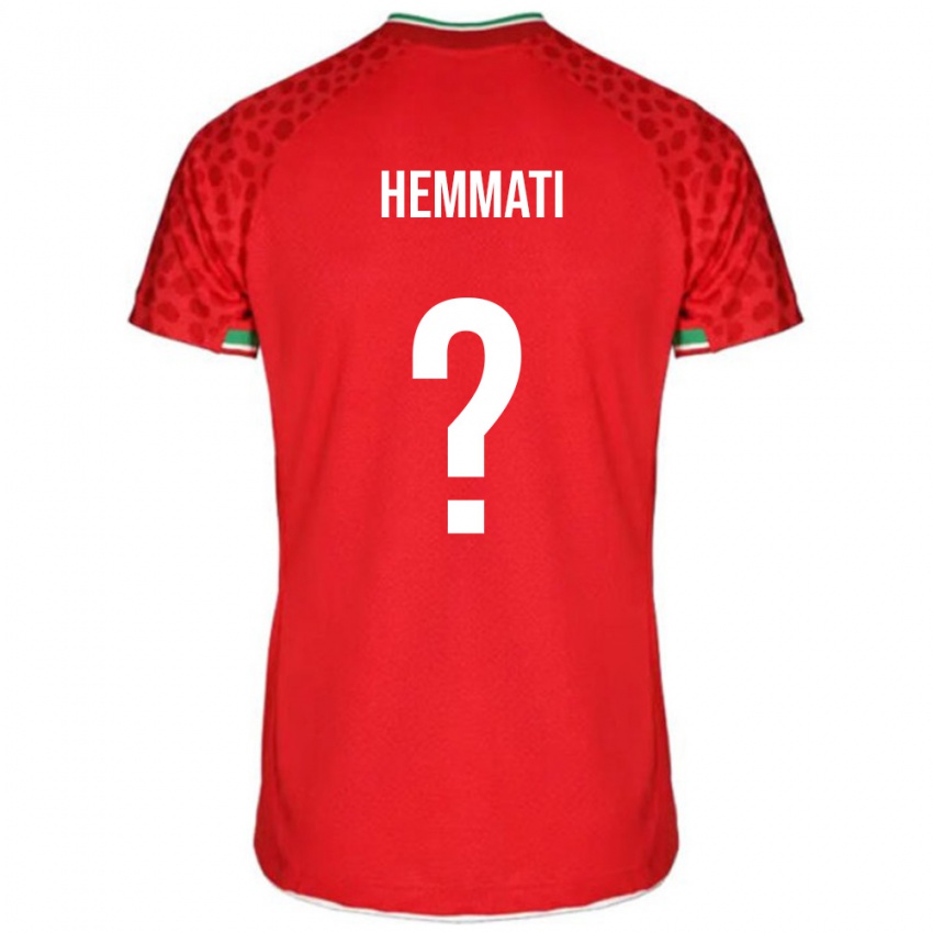 נשים איראן Alireza Hemmati #0 אדום לבן הרחק ג'רזי 26-28 חולצה קצרה