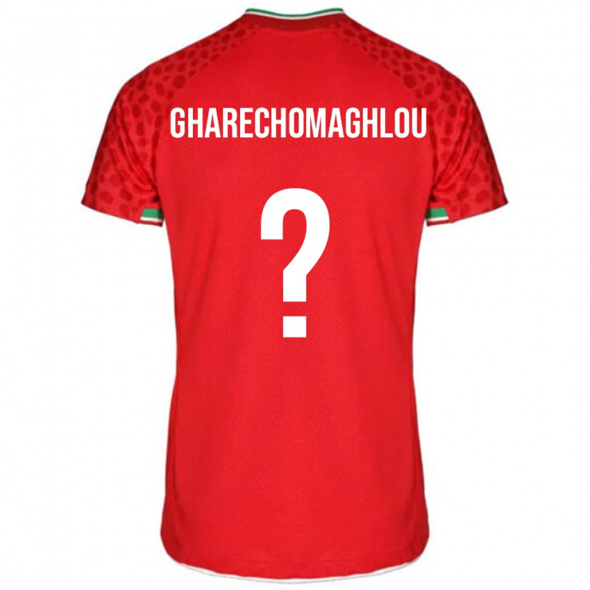 נשים איראן Omid Gharechomaghlou #0 אדום לבן הרחק ג'רזי 26-28 חולצה קצרה