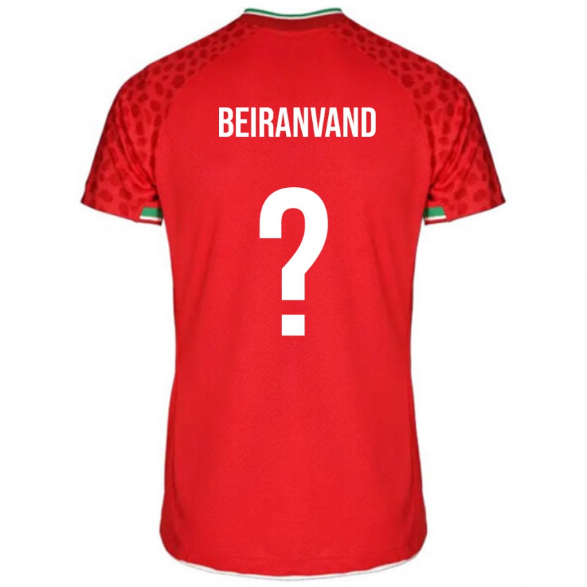 נשים איראן Amirali Beiranvand #0 אדום לבן הרחק ג'רזי 26-28 חולצה קצרה