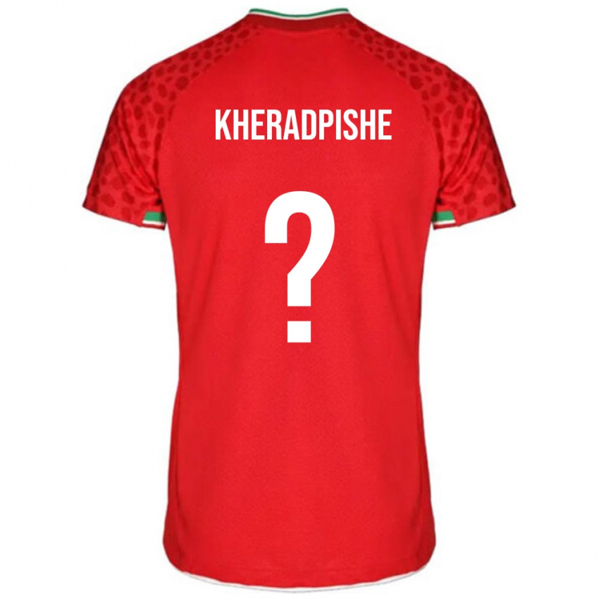 נשים איראן Ehsan Kheradpishe #0 אדום לבן הרחק ג'רזי 26-28 חולצה קצרה