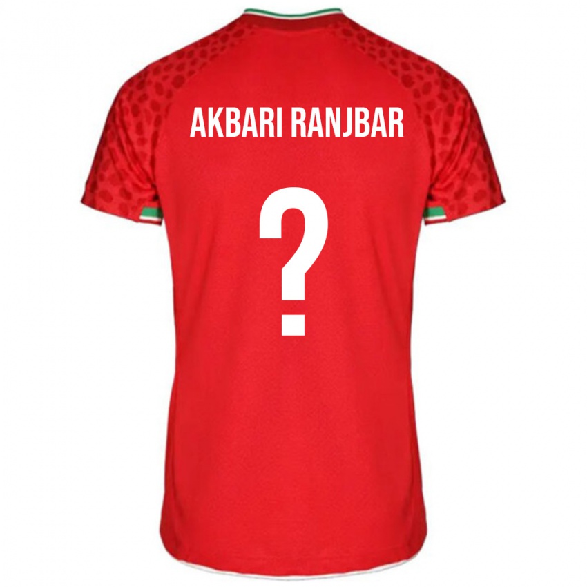 נשים איראן Mohammad Akbari Ranjbar #0 אדום לבן הרחק ג'רזי 26-28 חולצה קצרה