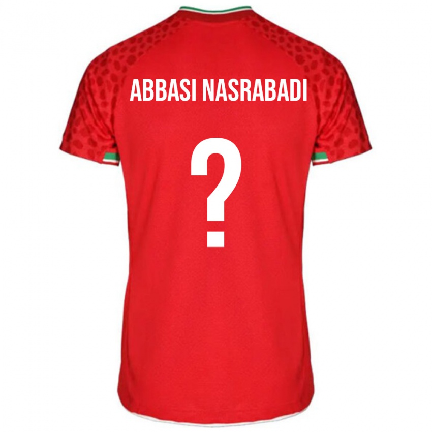 נשים איראן Mohammadreza Abbasi Nasrabadi #0 אדום לבן הרחק ג'רזי 26-28 חולצה קצרה