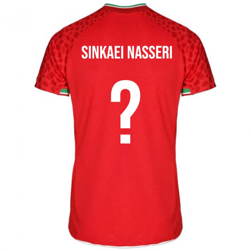 נשים איראן Amirreza Sinkaei Nasseri #0 אדום לבן הרחק ג'רזי 26-28 חולצה קצרה