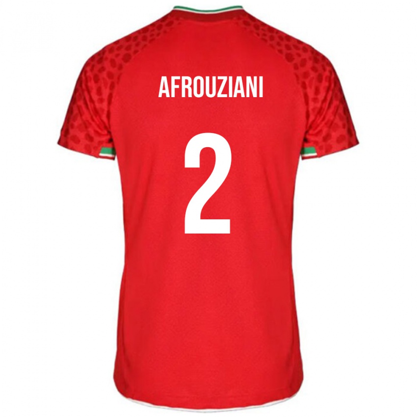 נשים איראן Amirmahan Afrouziani #2 אדום לבן הרחק ג'רזי 26-28 חולצה קצרה