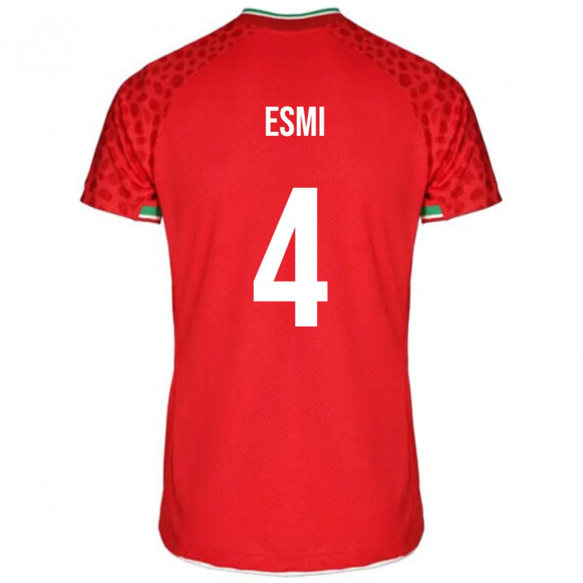 נשים איראן Pouya Esmi #4 אדום לבן הרחק ג'רזי 26-28 חולצה קצרה