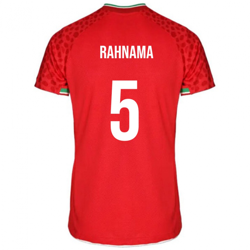 נשים איראן Mohammadali Rahnama #5 אדום לבן הרחק ג'רזי 26-28 חולצה קצרה