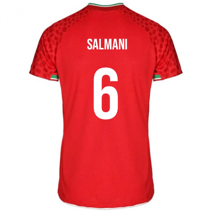 נשים איראן יאסין סלמני #6 אדום לבן הרחק ג'רזי 26-28 חולצה קצרה