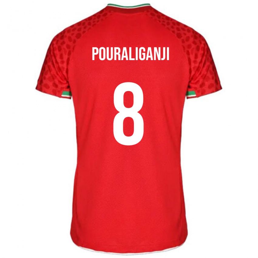 נשים איראן מורטזה פוראליגאנג'י #8 אדום לבן הרחק ג'רזי 26-28 חולצה קצרה