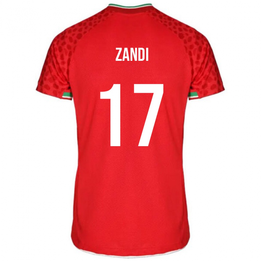 נשים איראן נגן זנדי #17 אדום לבן הרחק ג'רזי 26-28 חולצה קצרה