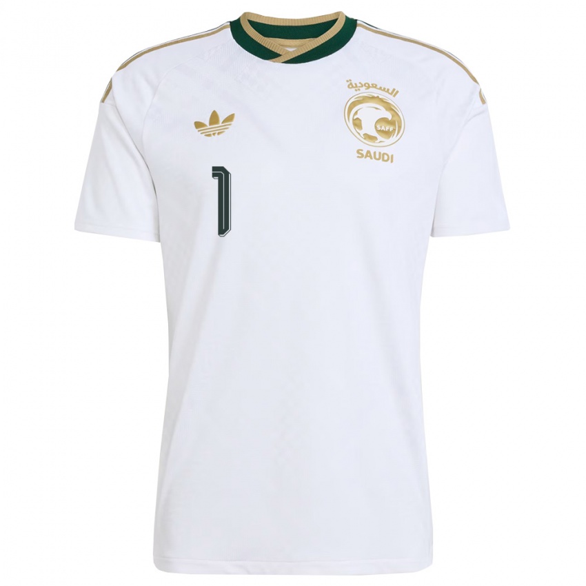 נשים ערב הסעודית נוואף אלעקידי #1 לבן ירוק זהב הרחק ג'רזי 26-28 חולצה קצרה