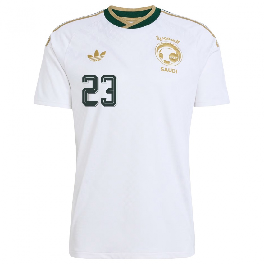 נשים ערב הסעודית עבדולרחמן עובייד אל-עובייד #23 לבן ירוק זהב הרחק ג'רזי 26-28 חולצה קצרה