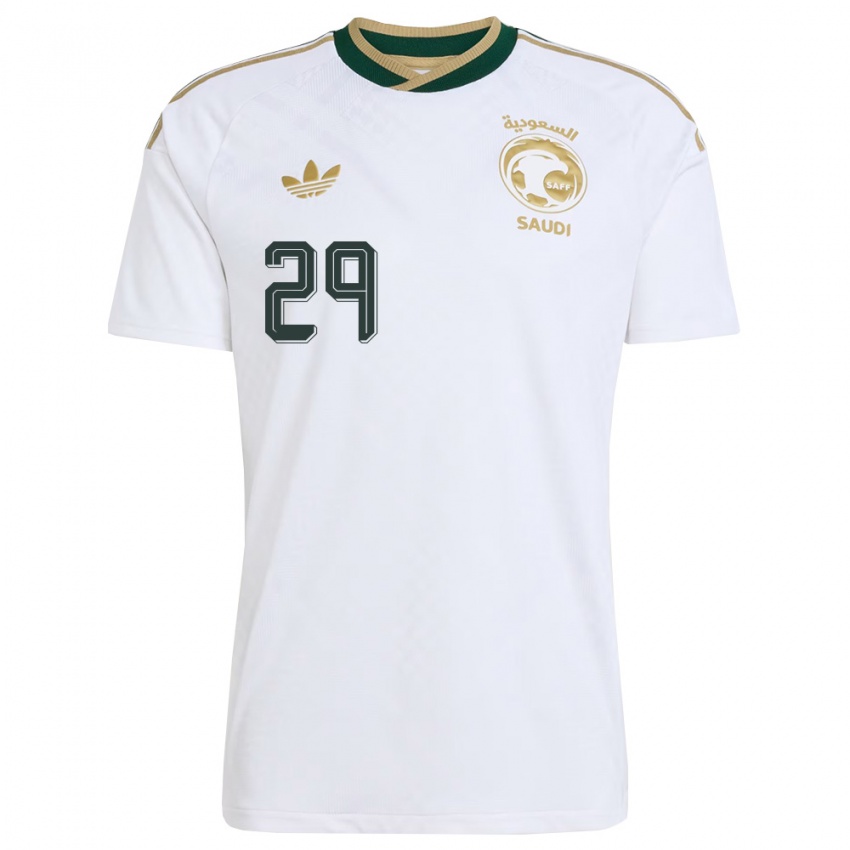 נשים ערב הסעודית Ali Al-Essa #29 לבן ירוק זהב הרחק ג'רזי 26-28 חולצה קצרה