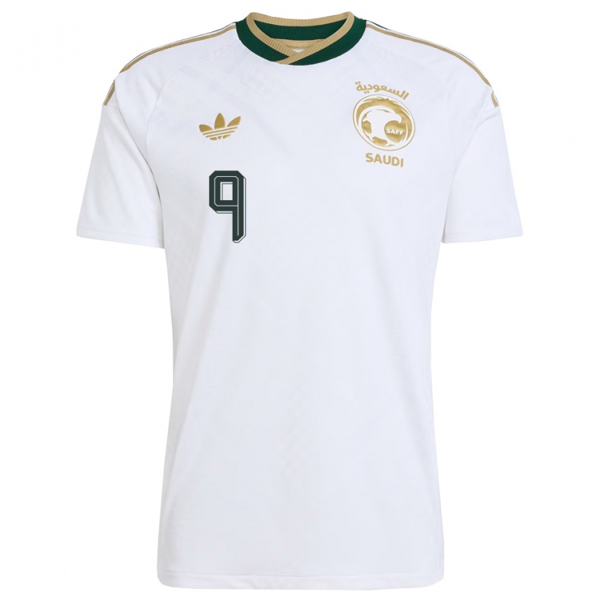 נשים ערב הסעודית Hamed Mohammed #9 לבן ירוק זהב הרחק ג'רזי 26-28 חולצה קצרה