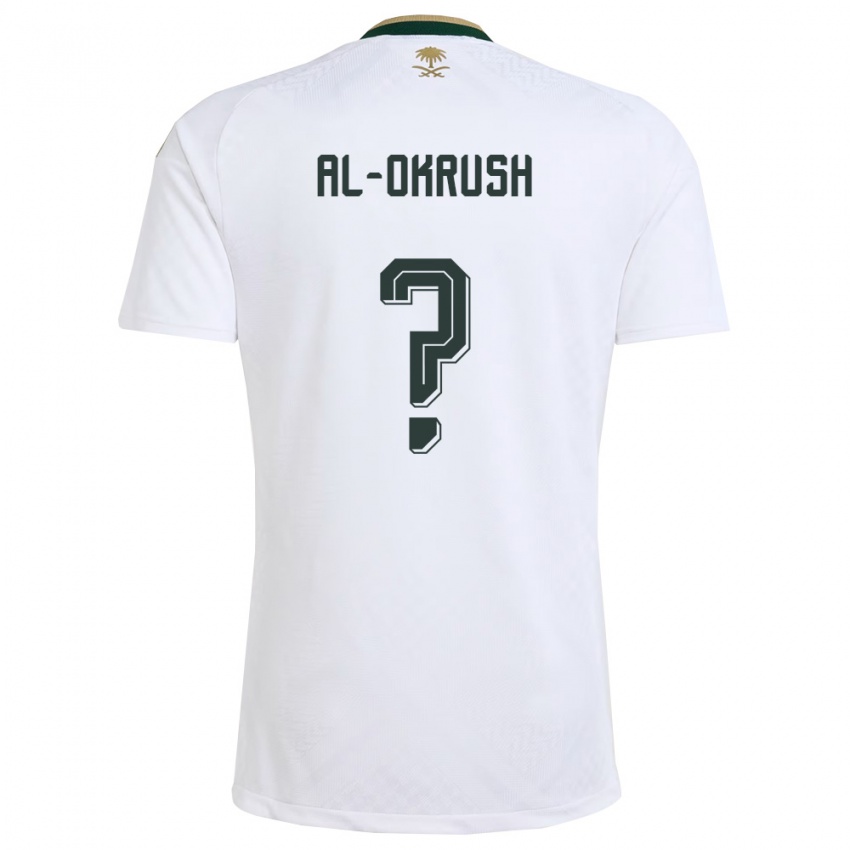 נשים ערב הסעודית Hassan Al-Okrush #0 לבן ירוק זהב הרחק ג'רזי 26-28 חולצה קצרה