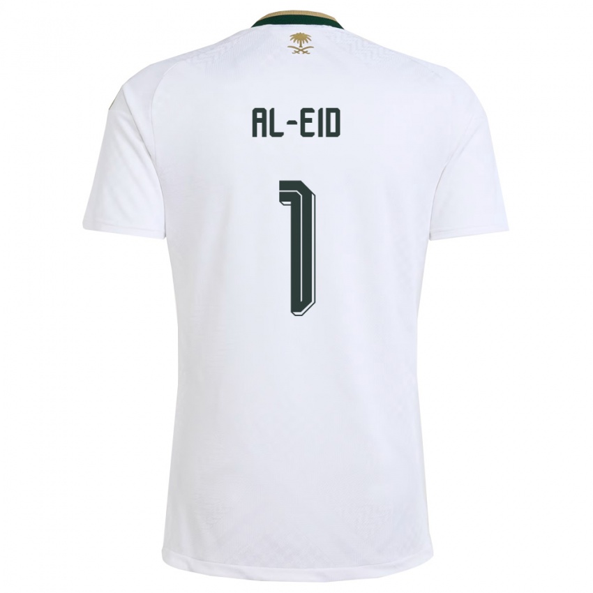 נשים ערב הסעודית Mousa Al-Eid #1 לבן ירוק זהב הרחק ג'רזי 26-28 חולצה קצרה