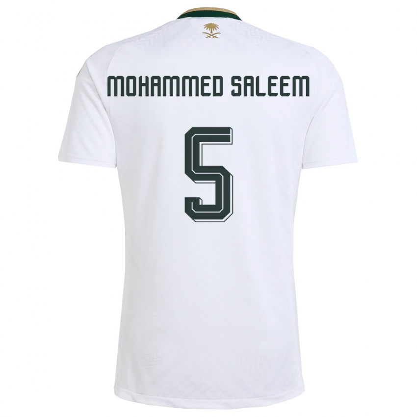 נשים ערב הסעודית Moayad Mohammed Saleem #5 לבן ירוק זהב הרחק ג'רזי 26-28 חולצה קצרה