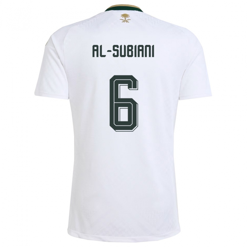 נשים ערב הסעודית Faisal Al-Subiani #6 לבן ירוק זהב הרחק ג'רזי 26-28 חולצה קצרה