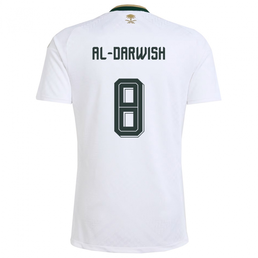 נשים ערב הסעודית Mohammed Al-Darwish #8 לבן ירוק זהב הרחק ג'רזי 26-28 חולצה קצרה