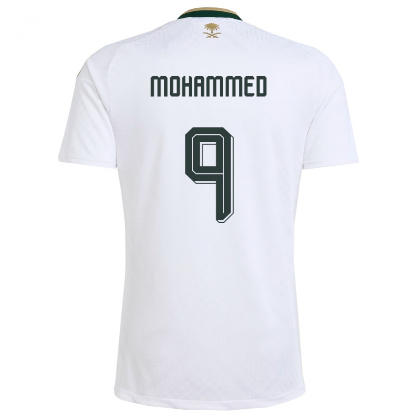 נשים ערב הסעודית Hamed Mohammed #9 לבן ירוק זהב הרחק ג'רזי 26-28 חולצה קצרה