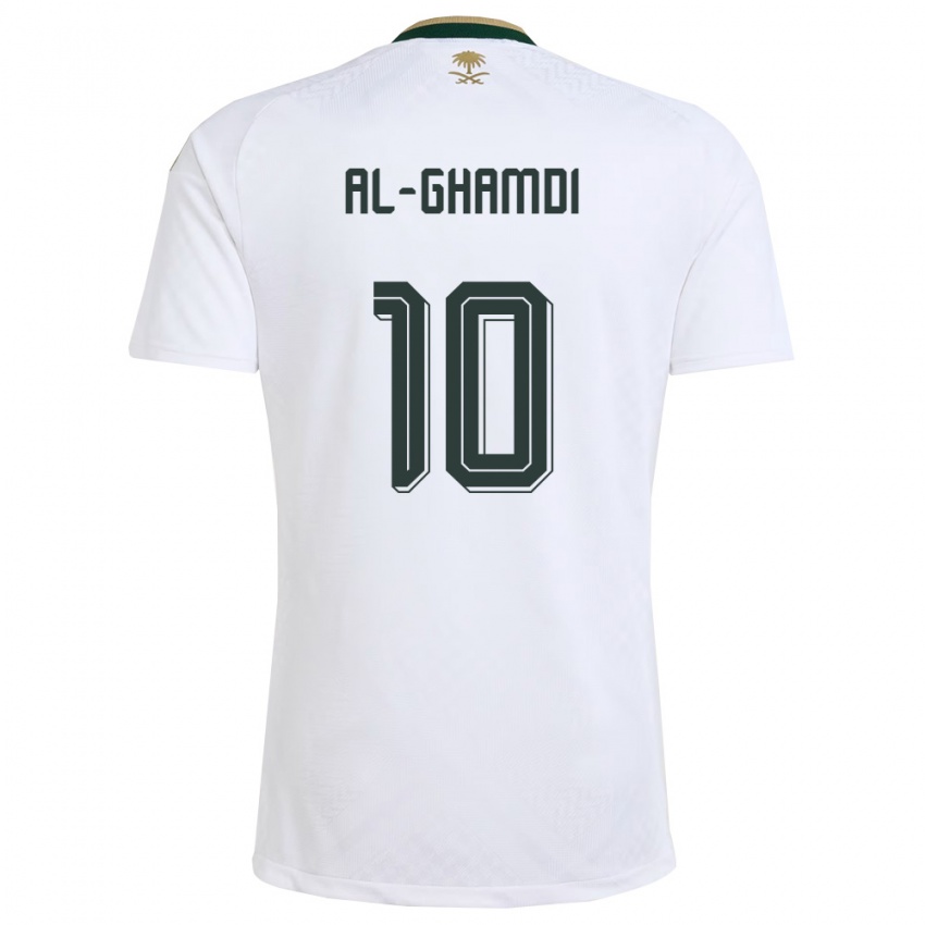 נשים ערב הסעודית Ziyad Al-Ghamdi #10 לבן ירוק זהב הרחק ג'רזי 26-28 חולצה קצרה