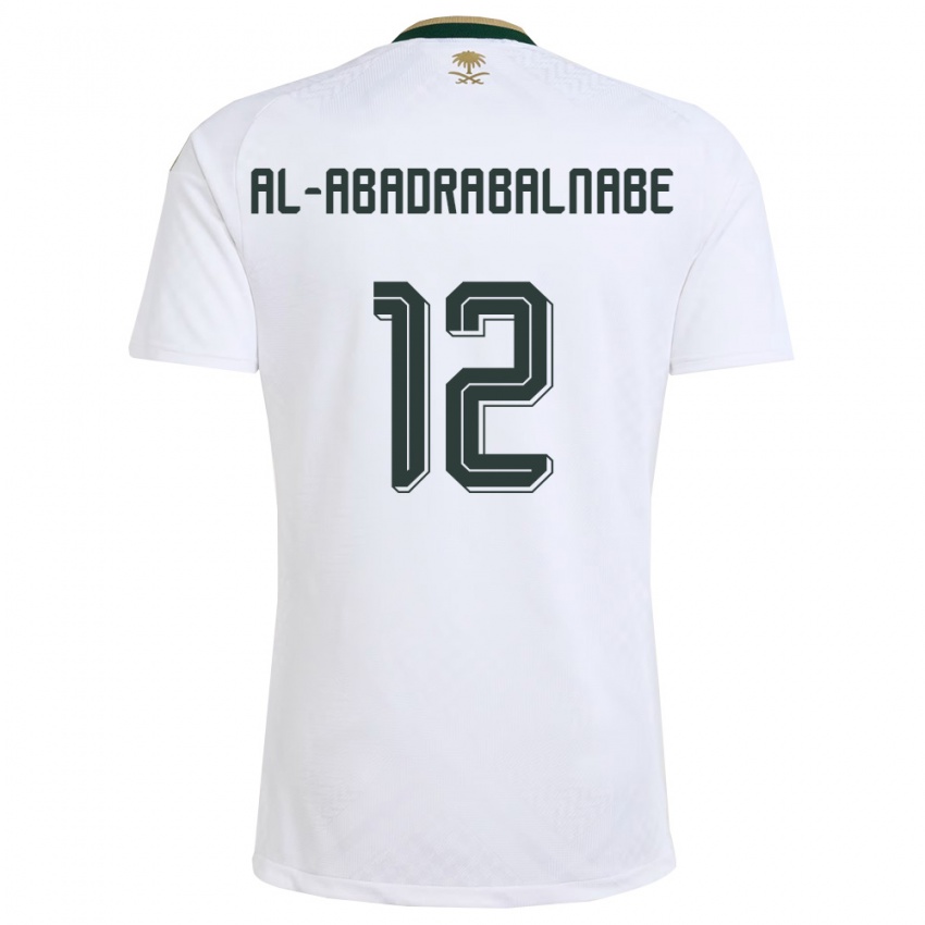 נשים ערב הסעודית Ahmed Musallam Al-Abadrabalnabe #12 לבן ירוק זהב הרחק ג'רזי 26-28 חולצה קצרה