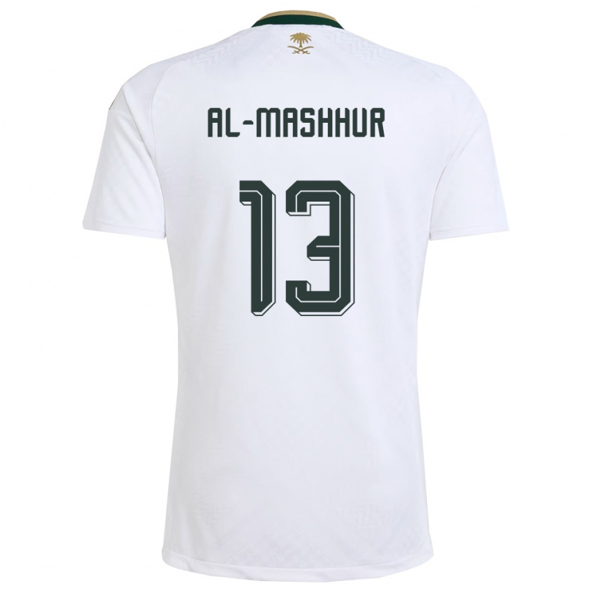 נשים ערב הסעודית Fawaz Al-Mashhur #13 לבן ירוק זהב הרחק ג'רזי 26-28 חולצה קצרה