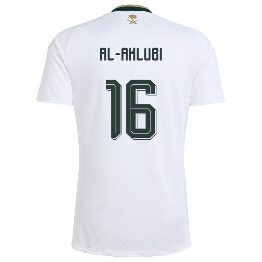 נשים ערב הסעודית Wafi Al-Aklubi #16 לבן ירוק זהב הרחק ג'רזי 26-28 חולצה קצרה