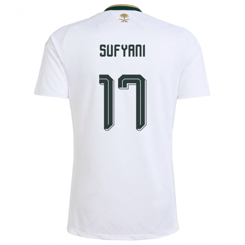 נשים ערב הסעודית Abdulrahman Sufyani #17 לבן ירוק זהב הרחק ג'רזי 26-28 חולצה קצרה