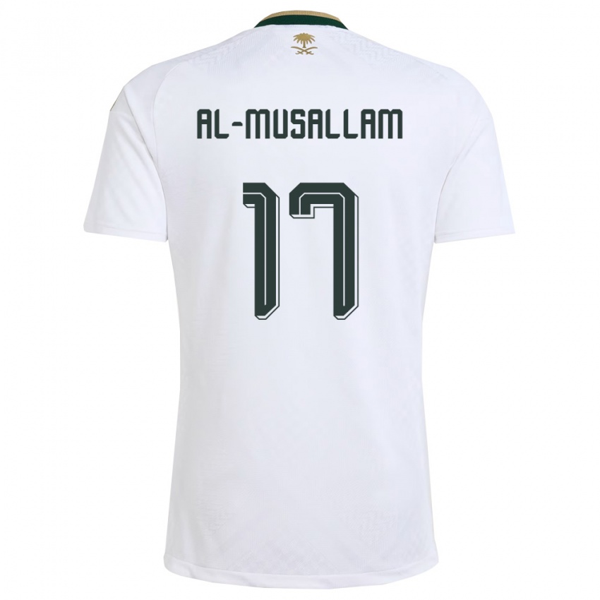 נשים ערב הסעודית Hassan Al-Musallam #17 לבן ירוק זהב הרחק ג'רזי 26-28 חולצה קצרה