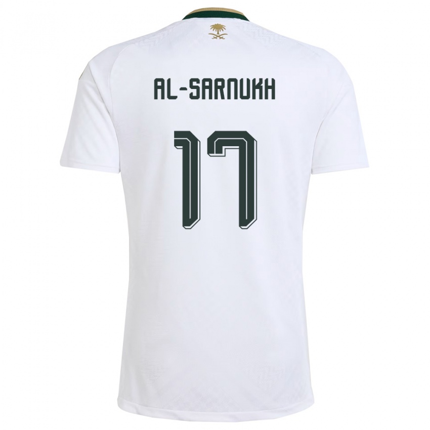 נשים ערב הסעודית Mohamed Al-Sarnukh #17 לבן ירוק זהב הרחק ג'רזי 26-28 חולצה קצרה