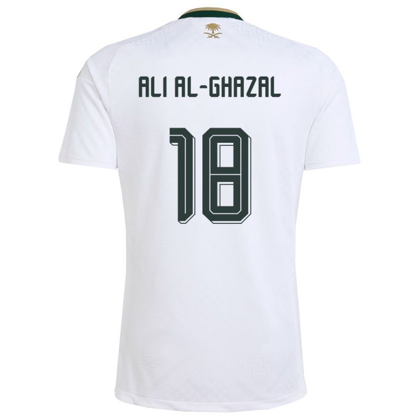 נשים ערב הסעודית Hassan Ali Al-Ghazal #18 לבן ירוק זהב הרחק ג'רזי 26-28 חולצה קצרה