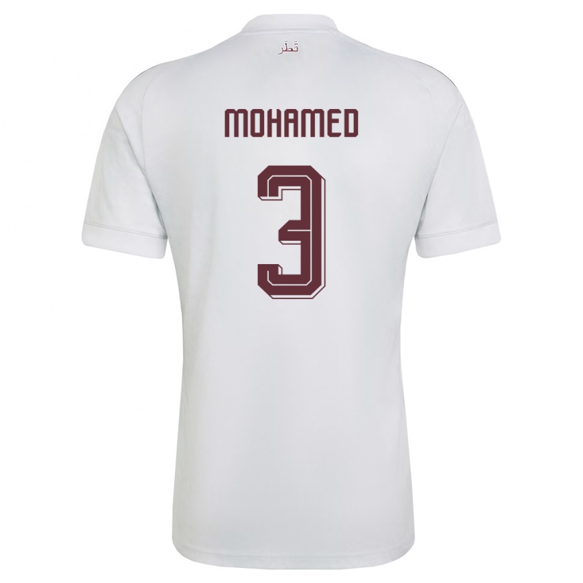 נשים קטאר Motaman Mohamed #3 לבן בורדו הרחק ג'רזי 26-28 חולצה קצרה