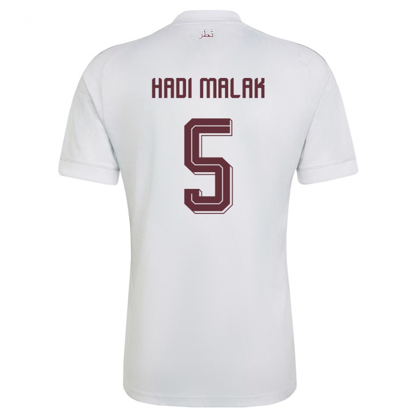 נשים קטאר Karam Hadi Malak #5 לבן בורדו הרחק ג'רזי 26-28 חולצה קצרה
