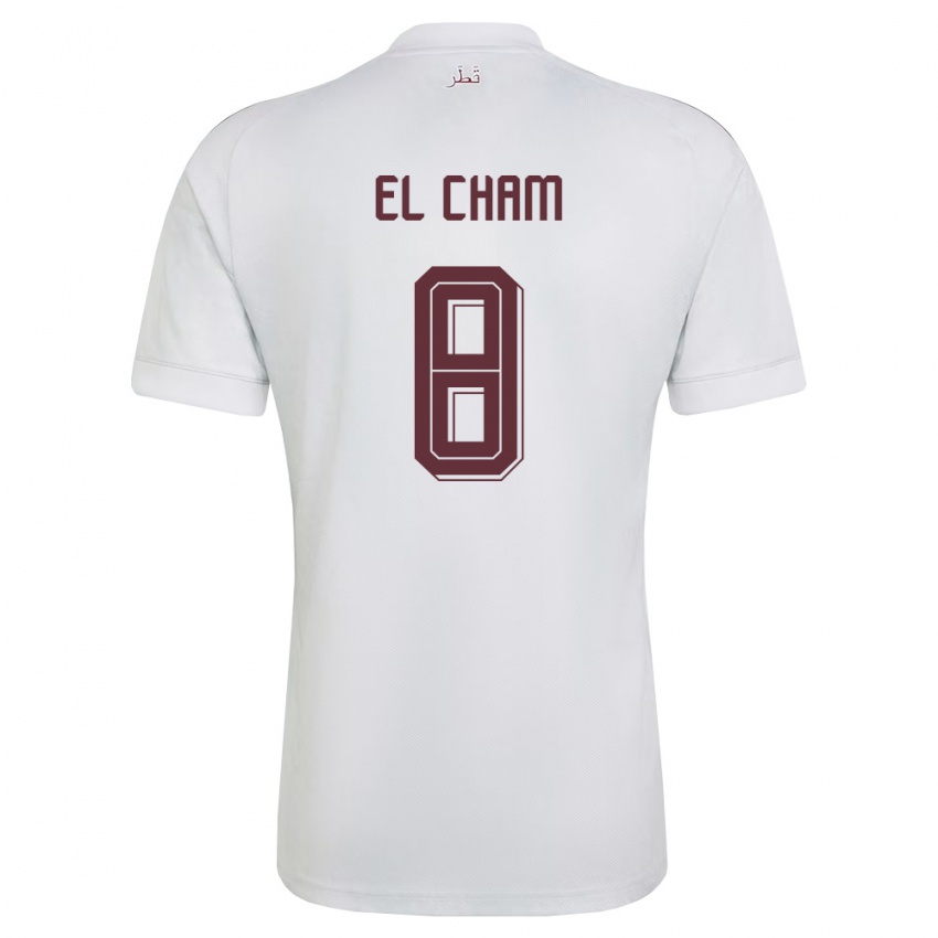 נשים קטאר Richard El Cham #8 לבן בורדו הרחק ג'רזי 26-28 חולצה קצרה
