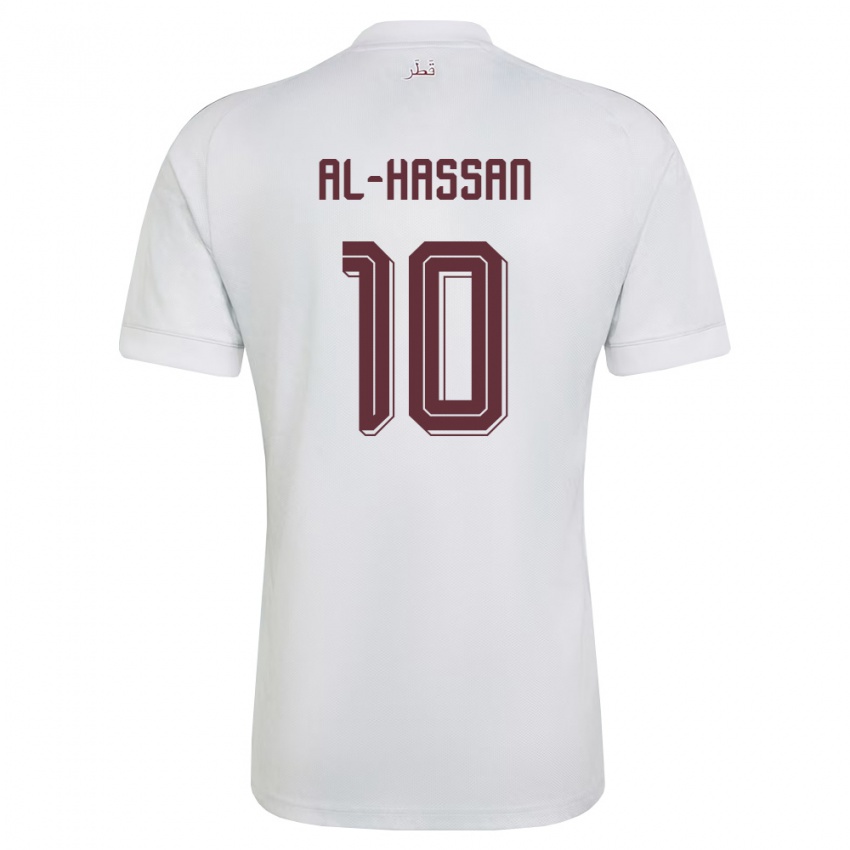 נשים קטאר Ibrahim Al-Hassan #10 לבן בורדו הרחק ג'רזי 26-28 חולצה קצרה